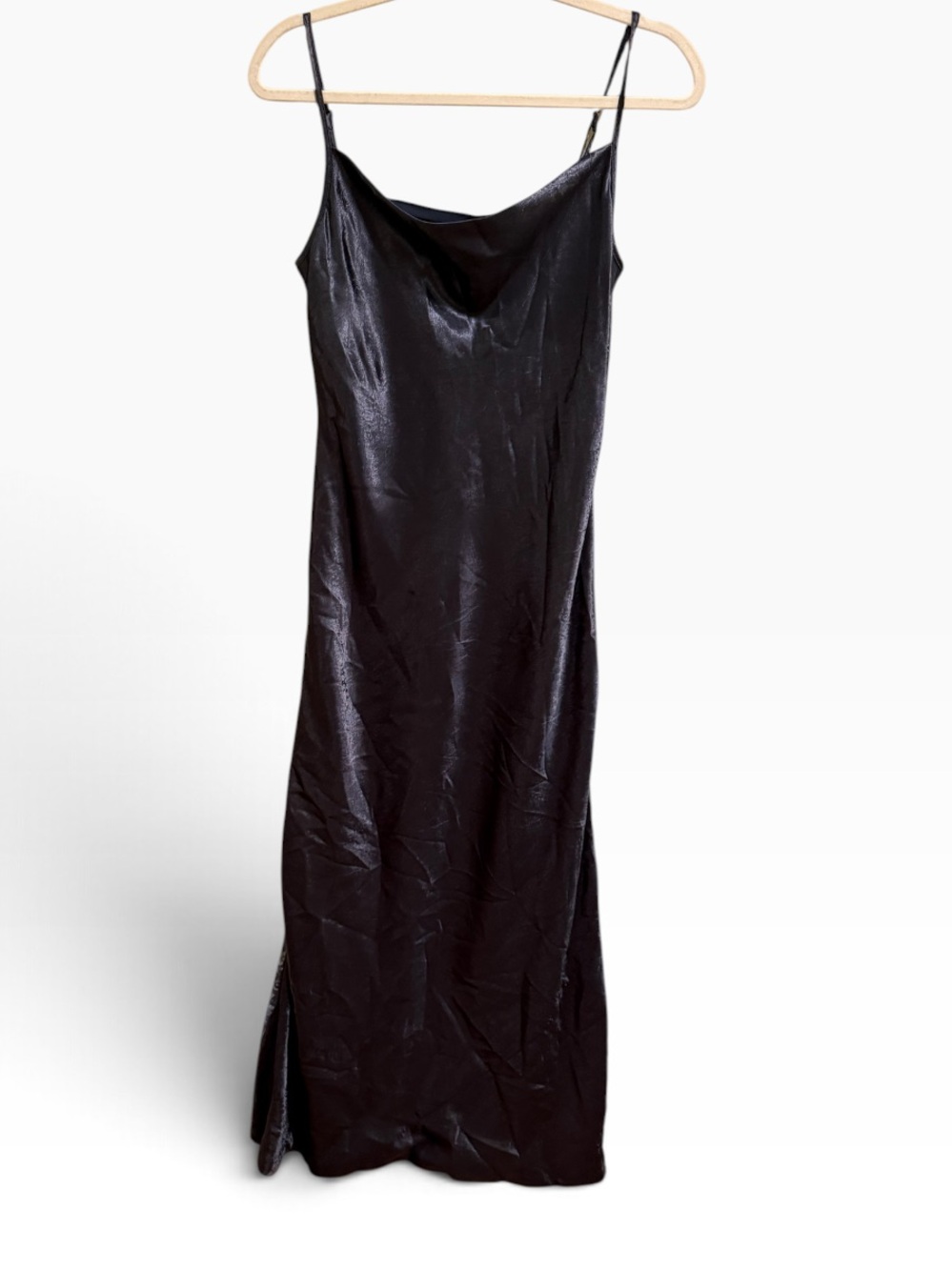 Banana Republic Cowl Neck Satin Slip Dress Gunmetal Charcoal Size 2